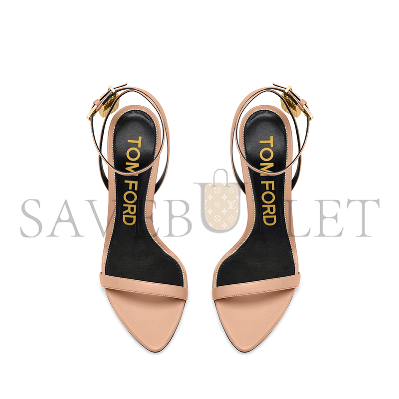TOM FORD SHINY LEATHER PADLOCK POINTY NAKED SANDAL W2272 TOM FORD SHINY LEATHER PADLOCK POINTY NAKED SANDAL W2272
